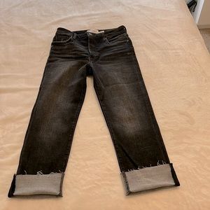 Evereve Straight High Rise Dark Wash Jeans